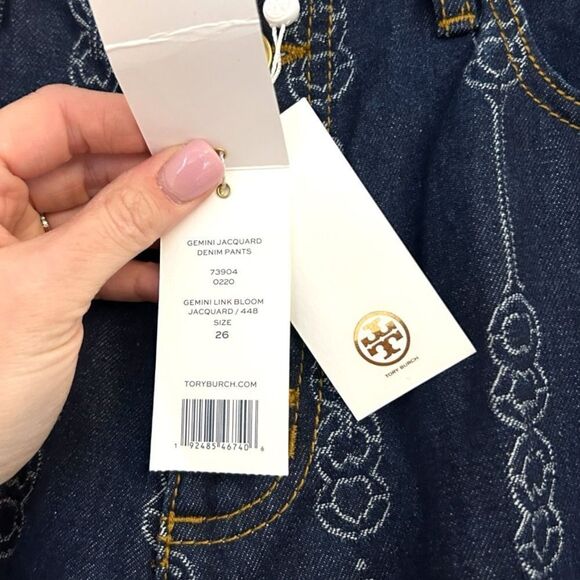 NWT TORY BURCH Gemini Link Bloom Jacquard Denim Pant Jeans Womens Size 26 - Picture 8 of 12